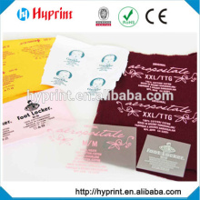 Etiqueta de transferencia de calor de personalización textil